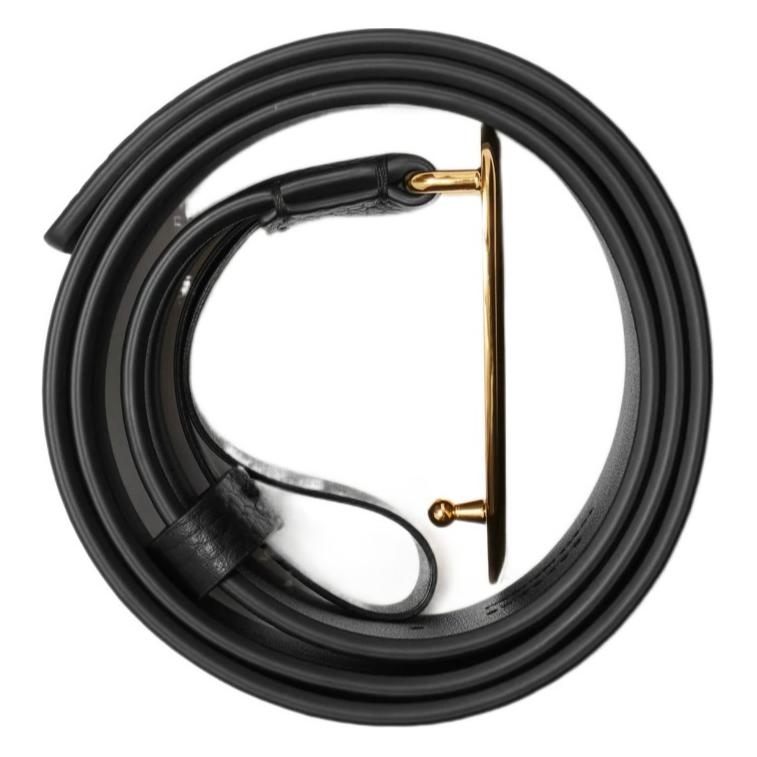 Lookbook (W) バーバリー ブラック カーフスキン レザー ベルト レディース 3cm ナイトエンブレム デザイン 80884501