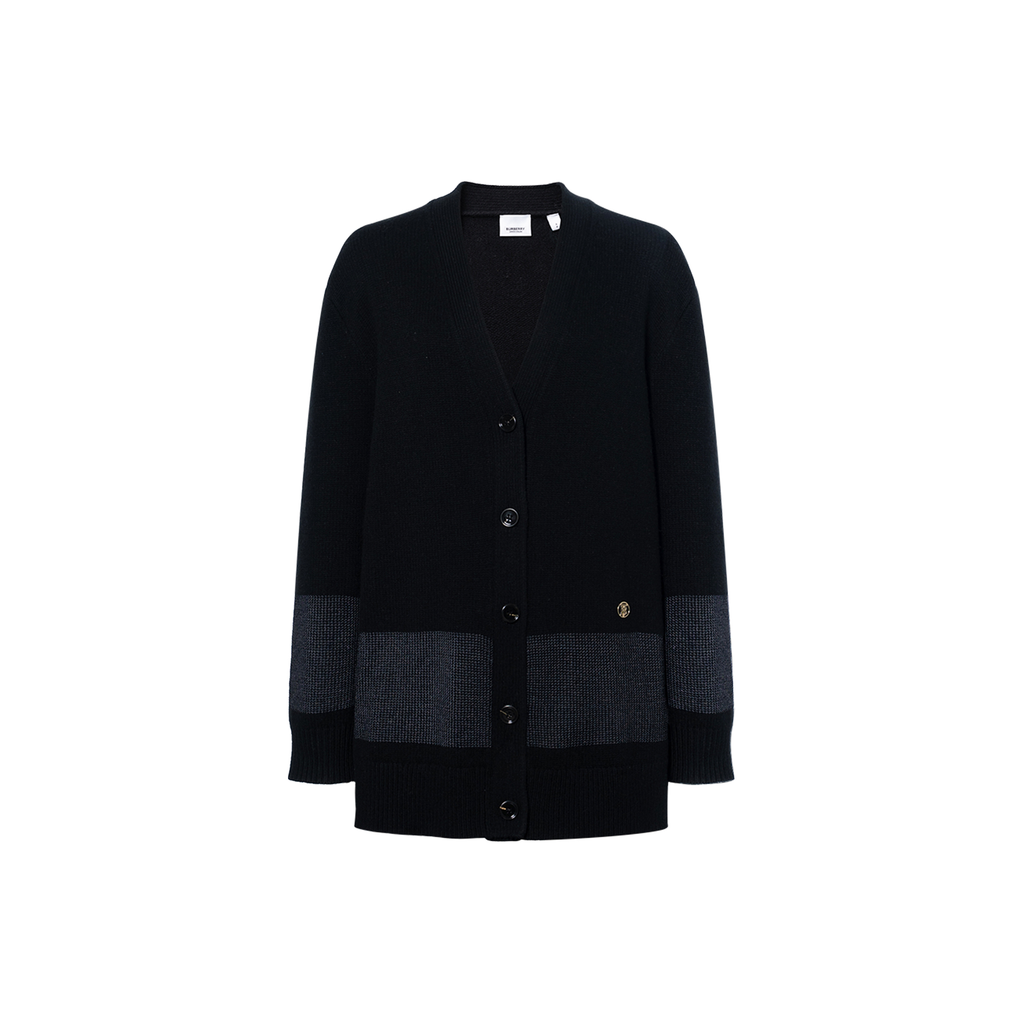 (Women) Burberry Black Cardigan Sweater with Logo Patchwork Design 80449071