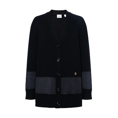 (Women) Burberry Black Cardigan Sweater with Logo Patchwork Design 80449071