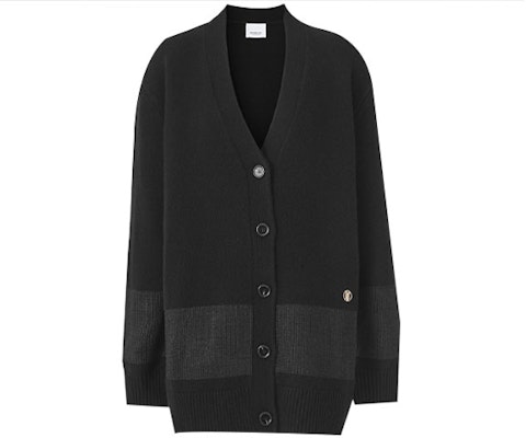 (W) 버버리 블랙 가디건 스웨터 로고 패치워크 디자인 80449071 Order (W) 버버리 블랙 가디건 스웨터 로고 패치워크 디자인 80449071