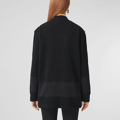 (W) 버버리 블랙 가디건 스웨터 로고 패치워크 디자인 80449071 Shop (W) 버버리 블랙 가디건 스웨터 로고 패치워크 디자인 80449071