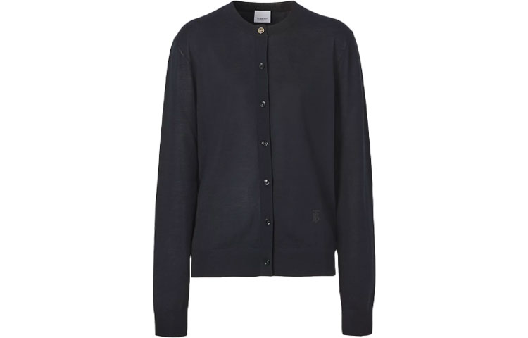 (Women) Burberry Black Cashmere Blend Monogram Long-Sleeve Sweater 80422031