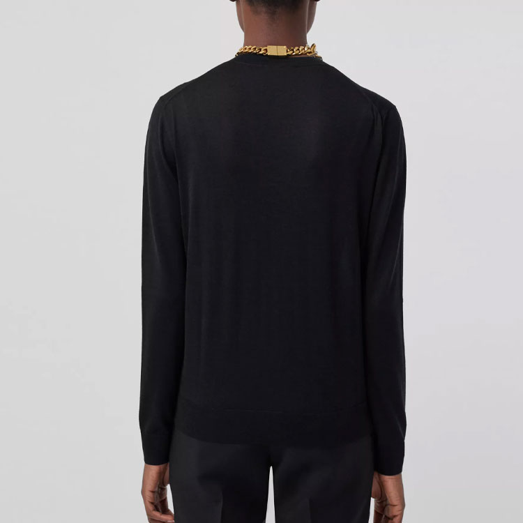 Shop (W) 巴宝莉黑色羊绒混纺长袖字母徽标毛衣 80422031