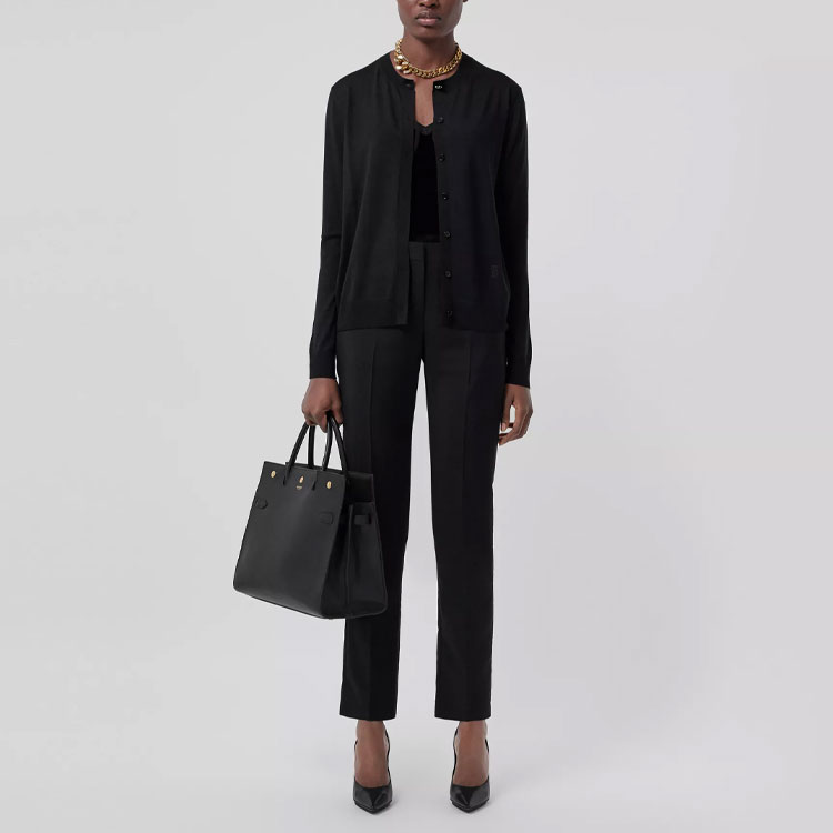 Purchase (W) 巴宝莉黑色羊绒混纺长袖字母徽标毛衣 80422031