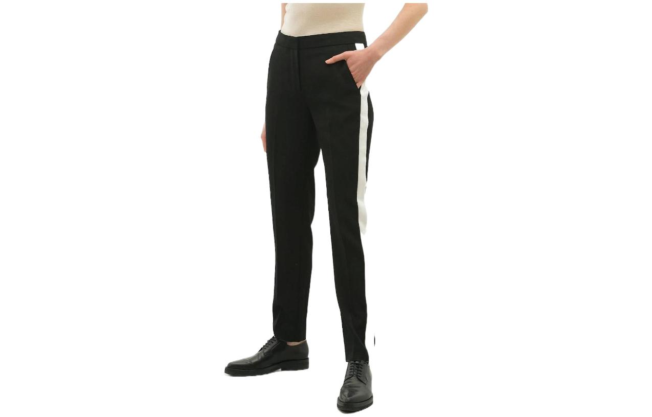 (Women) Burberry Black Casual Pants with Side Color Block Stripes. 80171611