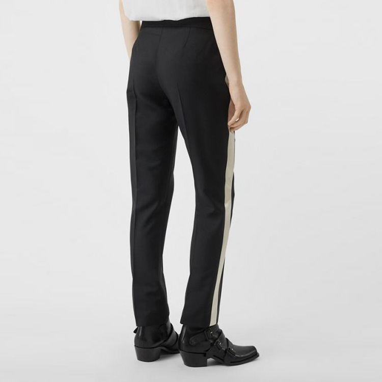 Purchase (W) Celana Panjang Kasual Hitam Burberry dengan Garis Blok Warna di Sisi. 80171611