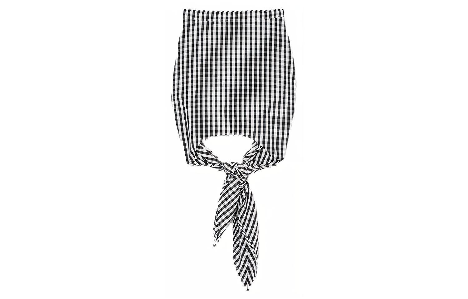 (Women) Burberry Black Check Mini A-Line Skirt with Tie Detail Scarf 45643761