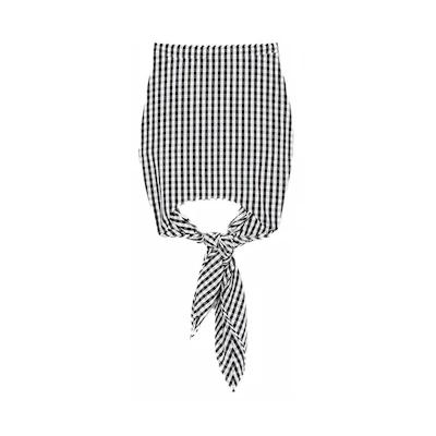 (Women) Burberry Black Check Mini A-Line Skirt with Tie Detail Scarf 45643761