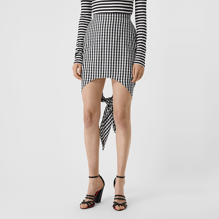 (Women) Burberry Black Check Mini A-Line Skirt with Tie Detail Scarf 45643761 圖 3