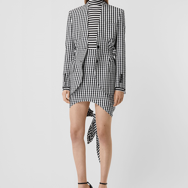 (Women) Burberry Black Check Mini A-Line Skirt with Tie Detail Scarf 45643761 圖 4