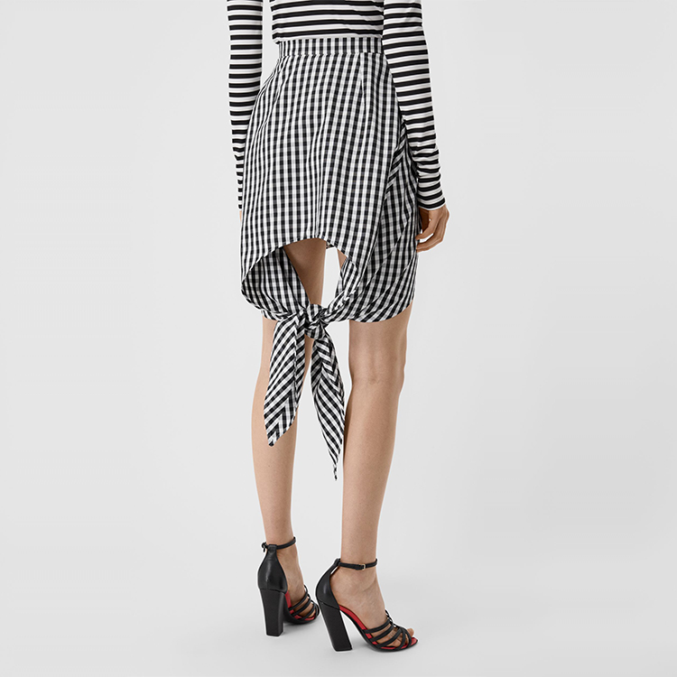 (Women) Burberry Black Check Mini A-Line Skirt with Tie Detail Scarf 45643761 圖 6