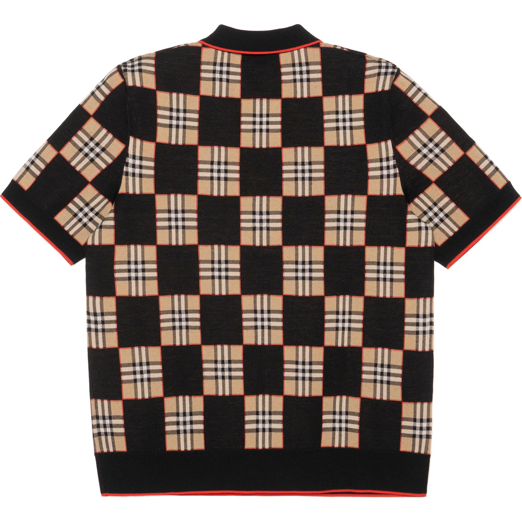 (Women) Burberry Black Check Pattern Merino Wool Blend Jacquard Polo Shirt 80300531 圖 3