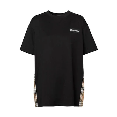 (Women) Burberry Black Check Print Logo T-Shirt - Gift Recommendation 8024545