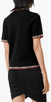 (W) 博柏利黑色格纹饰边短袖 Polo 衫 80296251 Shop (W) 博柏利黑色格纹饰边短袖 Polo 衫 80296251