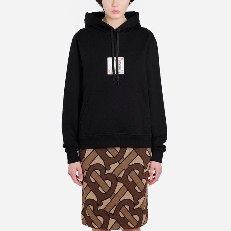 (Women) Burberry Black Cotton Hoodie with Deer Print 8024655 圖 4