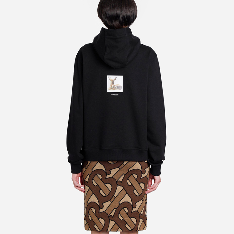 (Women) Burberry Black Cotton Hoodie with Deer Print 8024655 圖 5