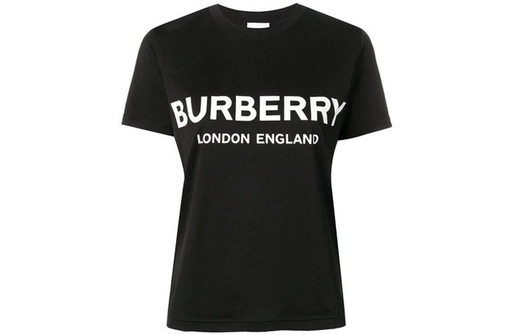 (Women) Burberry Black Cotton T-Shirt with Logo Print 8011651