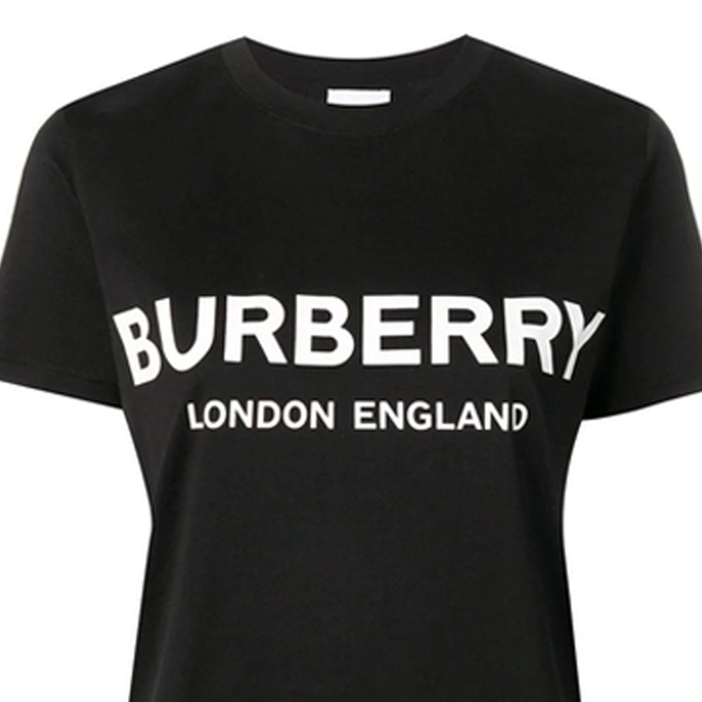(Women) Burberry Black Cotton T-Shirt with Logo Print 8011651 圖 7