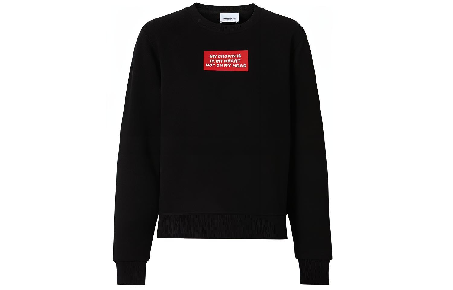 (Women) Burberry Black Crewneck Sweatshirt with Slogan Print Long Sleeve 80171551