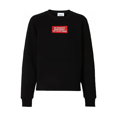 (Women) Burberry Black Crewneck Sweatshirt with Slogan Print Long Sleeve 80171551