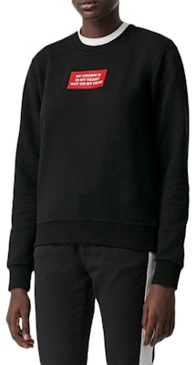 (W) Burberry Baju Sejuk Hitam Lengan Panjang dengan Cetakan Slogan 80171551 Shop (W) Burberry Baju Sejuk Hitam Lengan Panjang dengan Cetakan Slogan 80171551