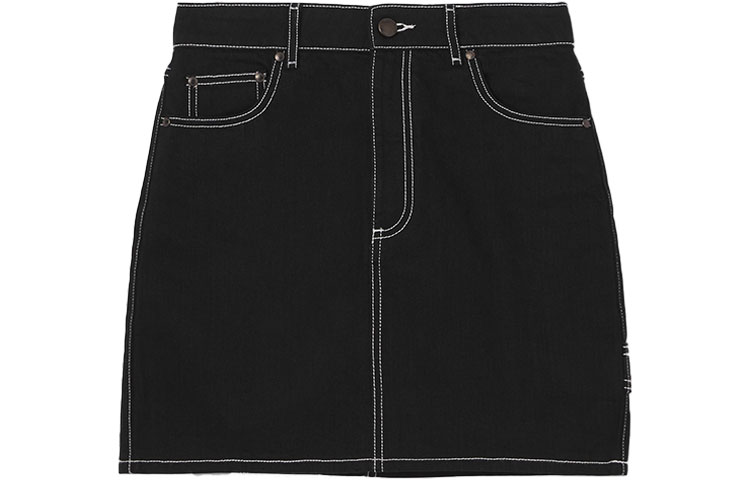 Order (W) 博柏利黑色牛仔半裙带标志细节 80494551