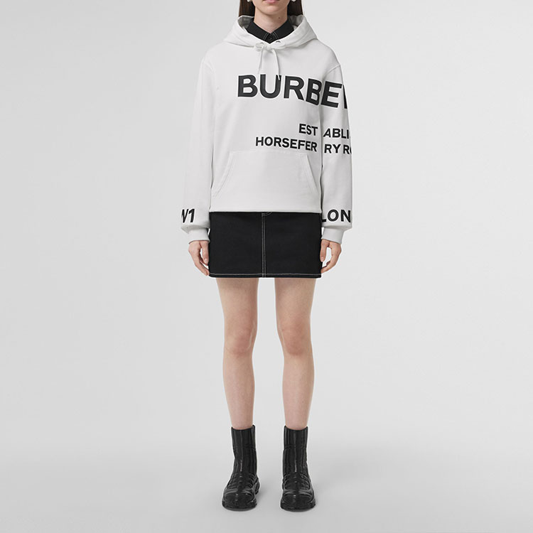 Lookbook (W) 博柏利黑色牛仔半裙带标志细节 80494551