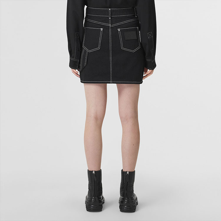 Purchase (W) 博柏利黑色牛仔半裙带标志细节 80494551