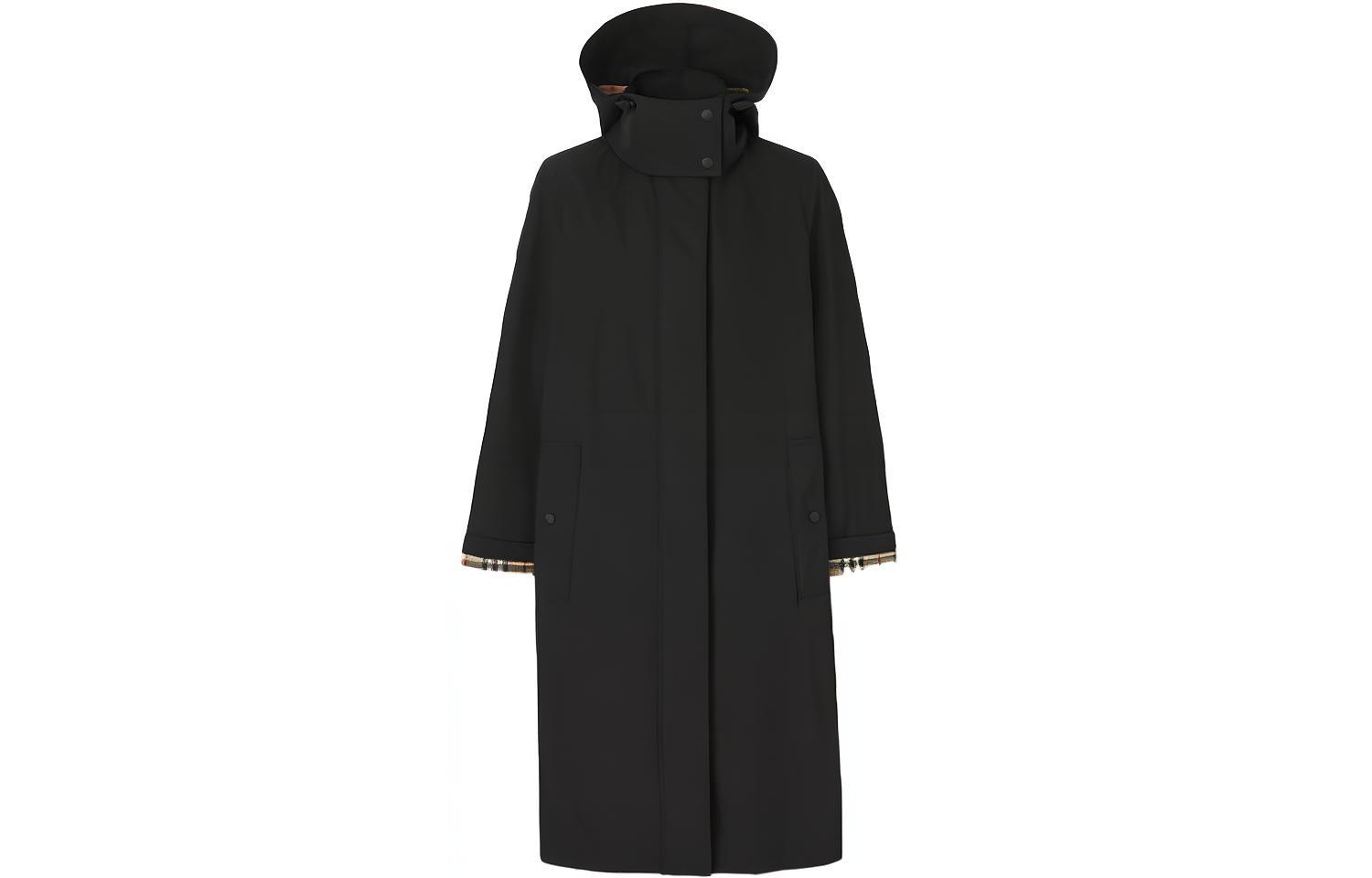 (Women) Burberry Black Detachable Hood Mid-Length Casual Coat 80466361