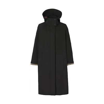 (Women) Burberry Black Detachable Hood Mid-Length Casual Coat 80466361