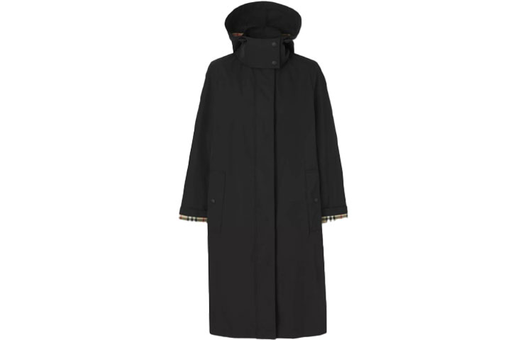 Order (W) 버버리 블랙 탈부착 후드 미드렌스 캐주얼 코트 80466361