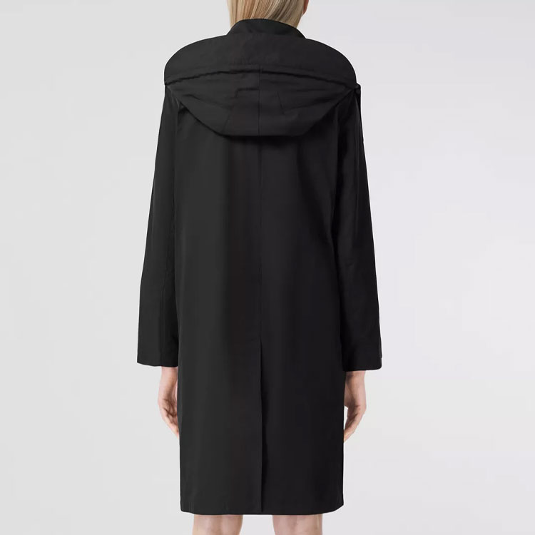 Shop (W) 버버리 블랙 탈부착 후드 미드렌스 캐주얼 코트 80466361