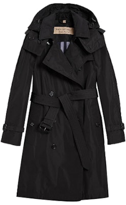 (Women) Burberry Black Double-Breasted Trench Coat with Removable Hood 40624611 Buy (Women) Burberry Black Double-Breasted Trench Coat with Removable Hood 40624611