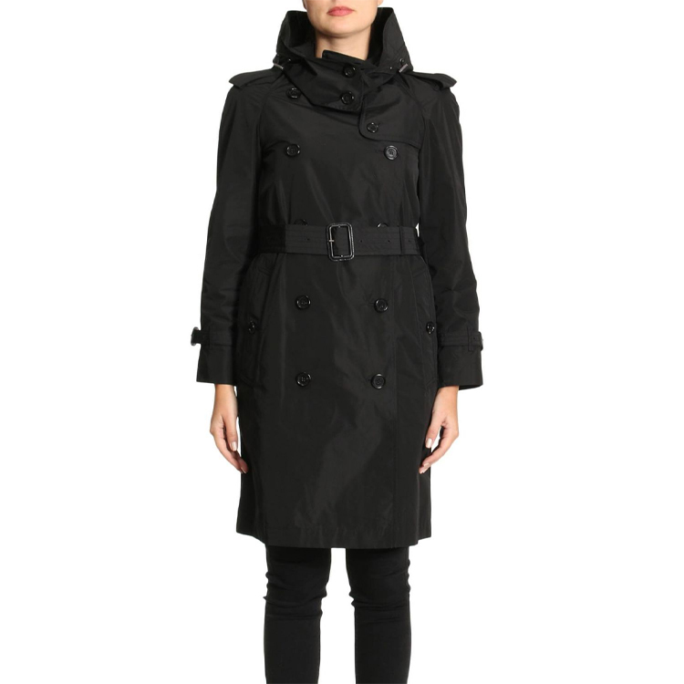 Shop (W) Abrigo Burberry Negro Doble Botonadura con Capucha Desmontable. 40624611