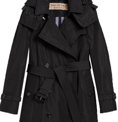 (Women) Burberry Black Double-Breasted Trench Coat with Removable Hood 40624611 Cheap (Women) Burberry Black Double-Breasted Trench Coat with Removable Hood 40624611