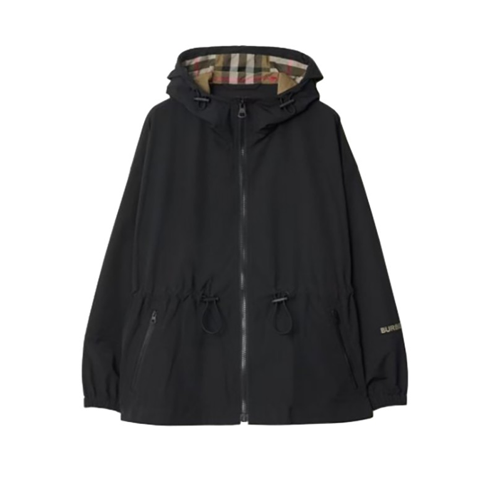 (Women) Burberry Black Drawstring Waist Hooded Jacket Standard Fit. 80842581