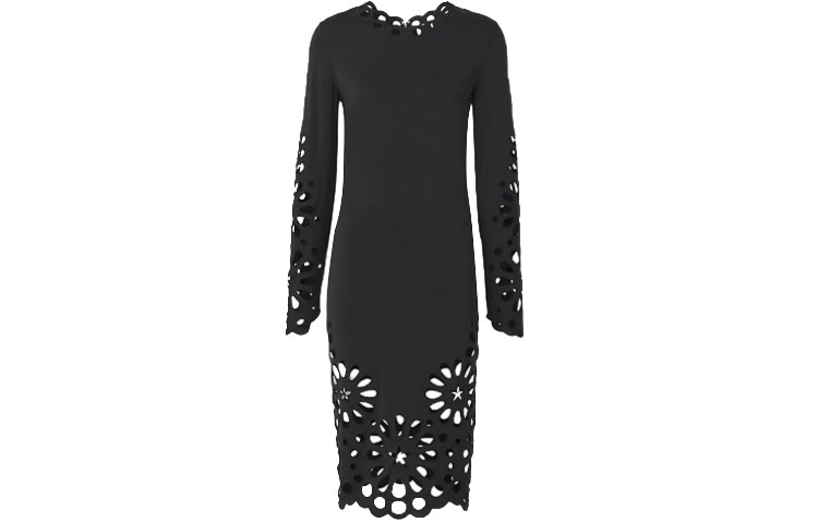 Order (W) Burberry 黑色刺繡彈性長袖連衣裙 80437521