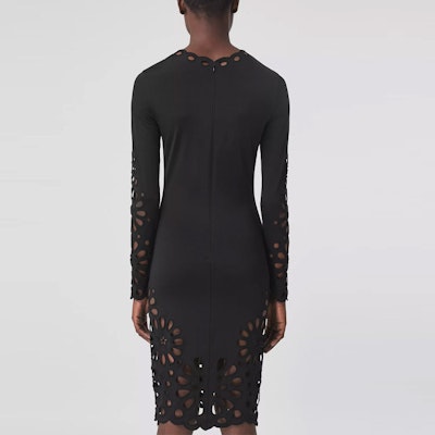 (W) Burberry 黑色刺繡彈性長袖連衣裙 80437521 Shop (W) Burberry 黑色刺繡彈性長袖連衣裙 80437521