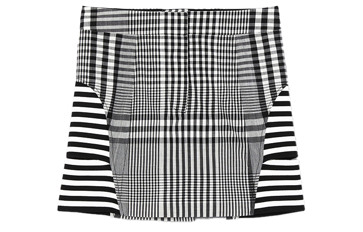 (Women) Burberry Black Functional Striped Patterned Leather Skirt 45645011