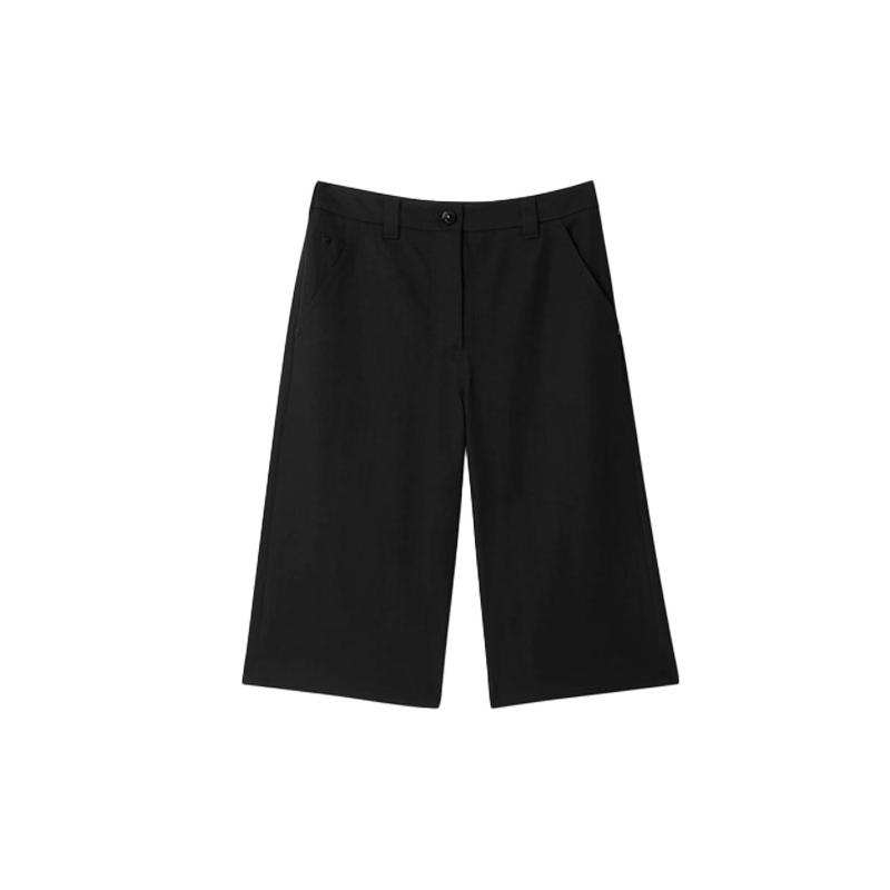 (Women) Burberry Black Functional Wool Gabardine Tailored Cropped Trousers 80373191