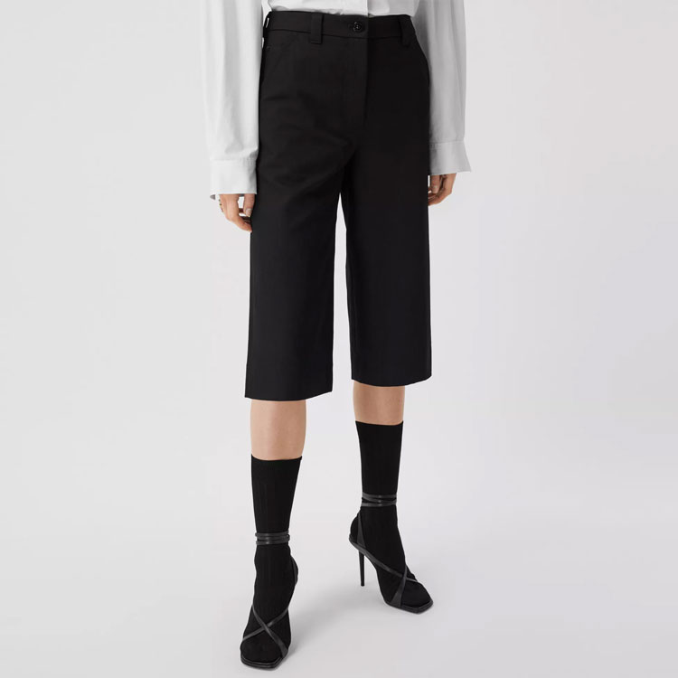 Shop (W) バーバリー ブラック ファンクショナル ウール ギャバジン テーラード クロップドパンツ 80373191