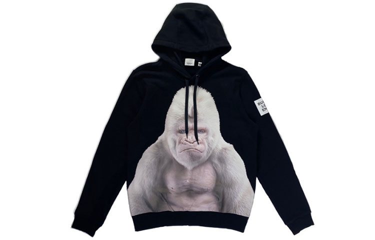 (Women) Burberry Black Hoodie with Full-Print Gorilla Design. 80136731