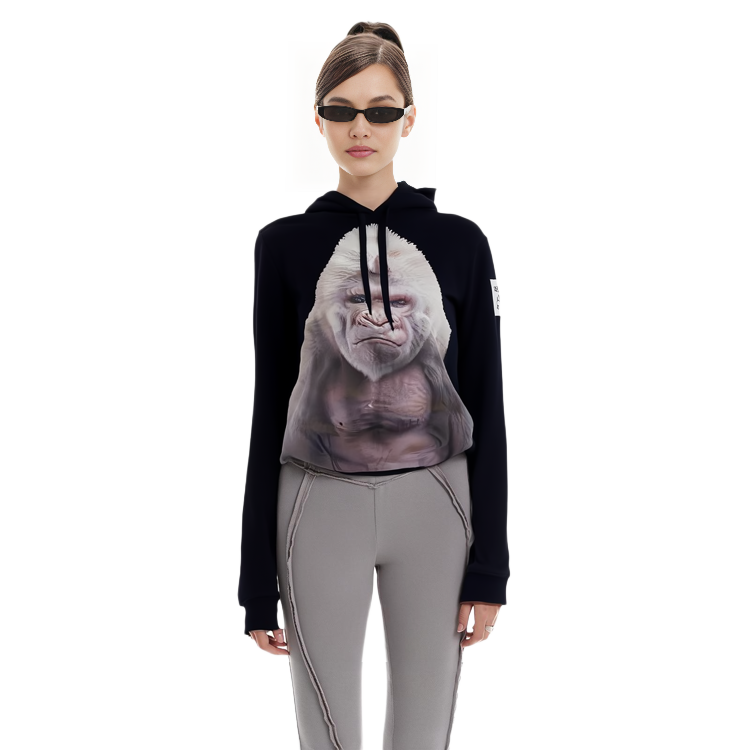 (Women) Burberry Black Hoodie with Full-Print Gorilla Design. 80136731 圖 6