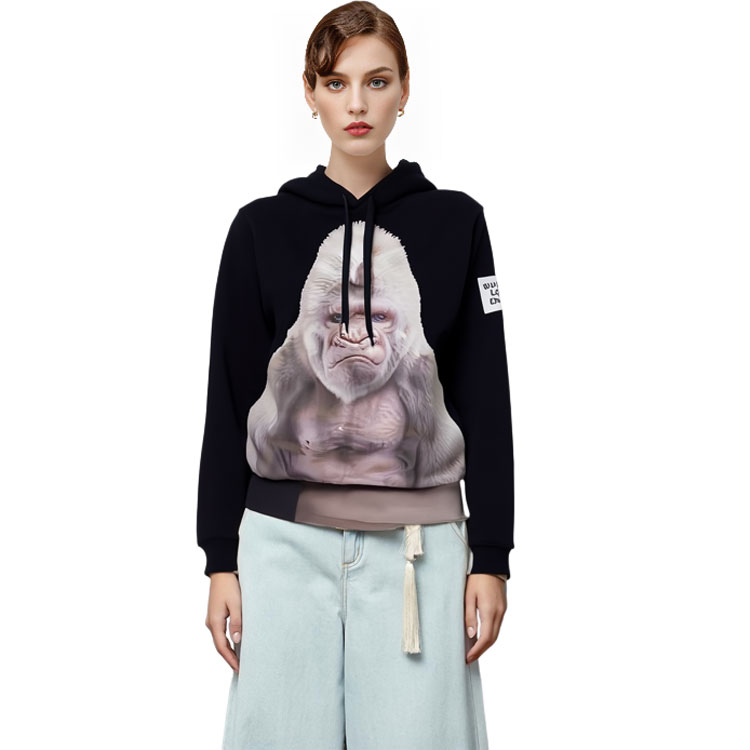 (Women) Burberry Black Hoodie with Full-Print Gorilla Design. 80136731 圖 7