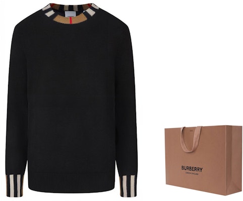 (W) バーバリー ブラック アイコン ストライプ ニット セーター 80732111 Shop (W) バーバリー ブラック アイコン ストライプ ニット セーター 80732111