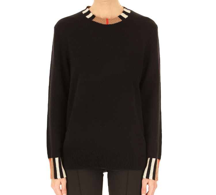 Purchase (W) バーバリー ブラック アイコン ストライプ ニット セーター 80732111