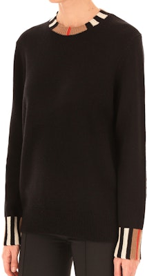 (W) バーバリー ブラック アイコン ストライプ ニット セーター 80732111 Details for (W) バーバリー ブラック アイコン ストライプ ニット セーター 80732111