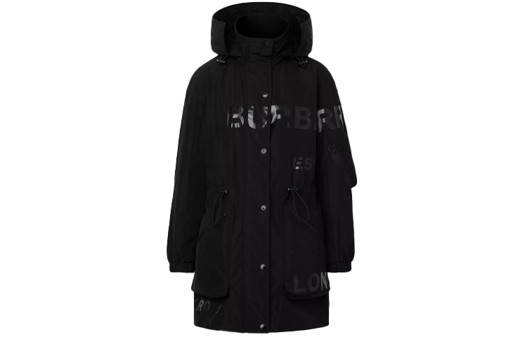 (Women) Burberry Black Letter Print Hooded Coat 80294691 圖 2