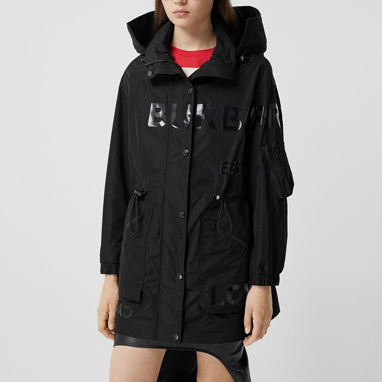 (Women) Burberry Black Letter Print Hooded Coat 80294691 圖 4