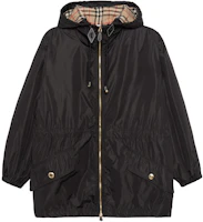 (Women) Burberry Black Lightweight Hooded Drawstring Waist Jacket 80429011 (Women) Burberry Black Lightweight Hooded Drawstring Waist Jacket 80429011